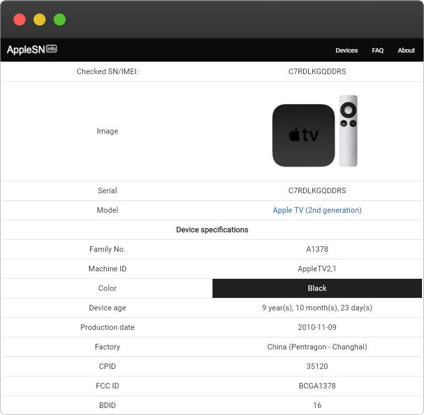 Stejl æstetisk stille Apple TV (2nd generation) Serial Number Lookup - AppleSN.info