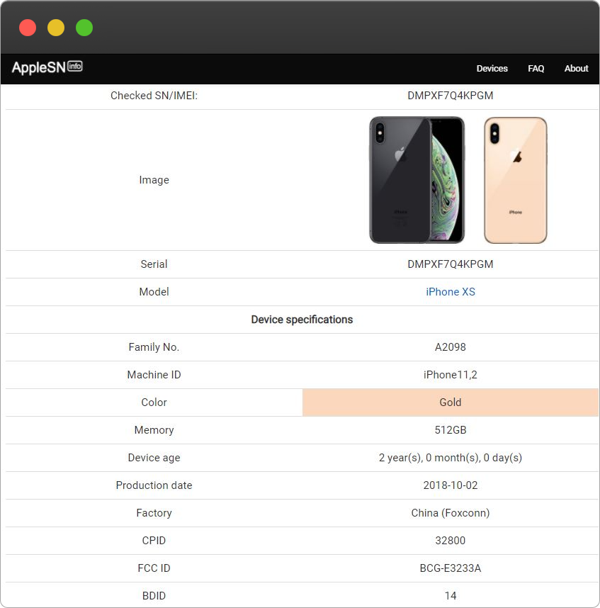 check apple serial number specs