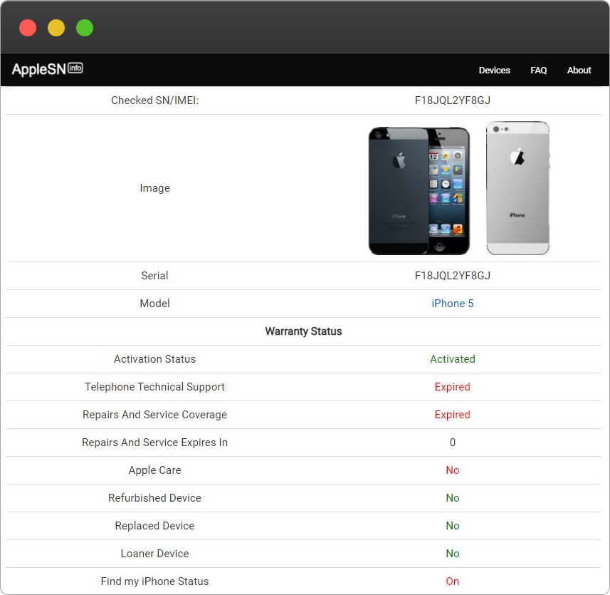 free apple serial number check