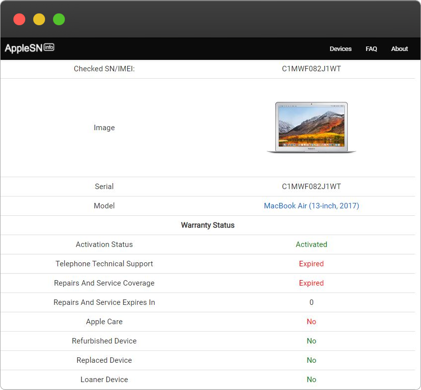 mac serial number lookup warranty