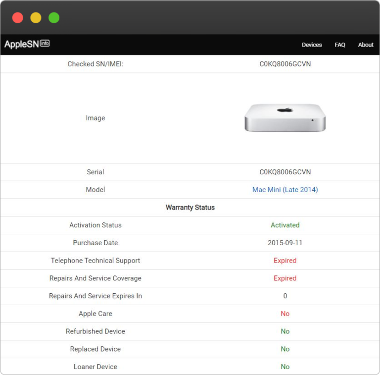 Apple Mac mini (Late 2014) Serial Number Lookup - AppleSN.info