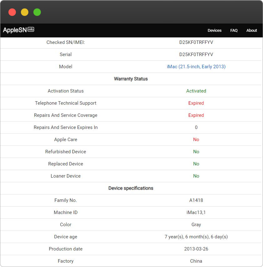 lookup mac by serial number